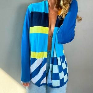 Bold & Bright Multi Color Multi Pattern Cardigan Sweater with Pockets
